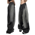thumbnail image 7 of Lnzyyephy Women Washed Distressed Jeans Loose Wide Leg Pants Casual Elastic Trousers for Work Office Streetwear, 7 of 7
