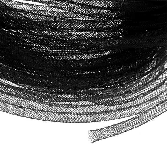 Uxcell Mesh Tube Ribbon 25 Yards, 6mm Elastic Fabric Ribbons[Black]