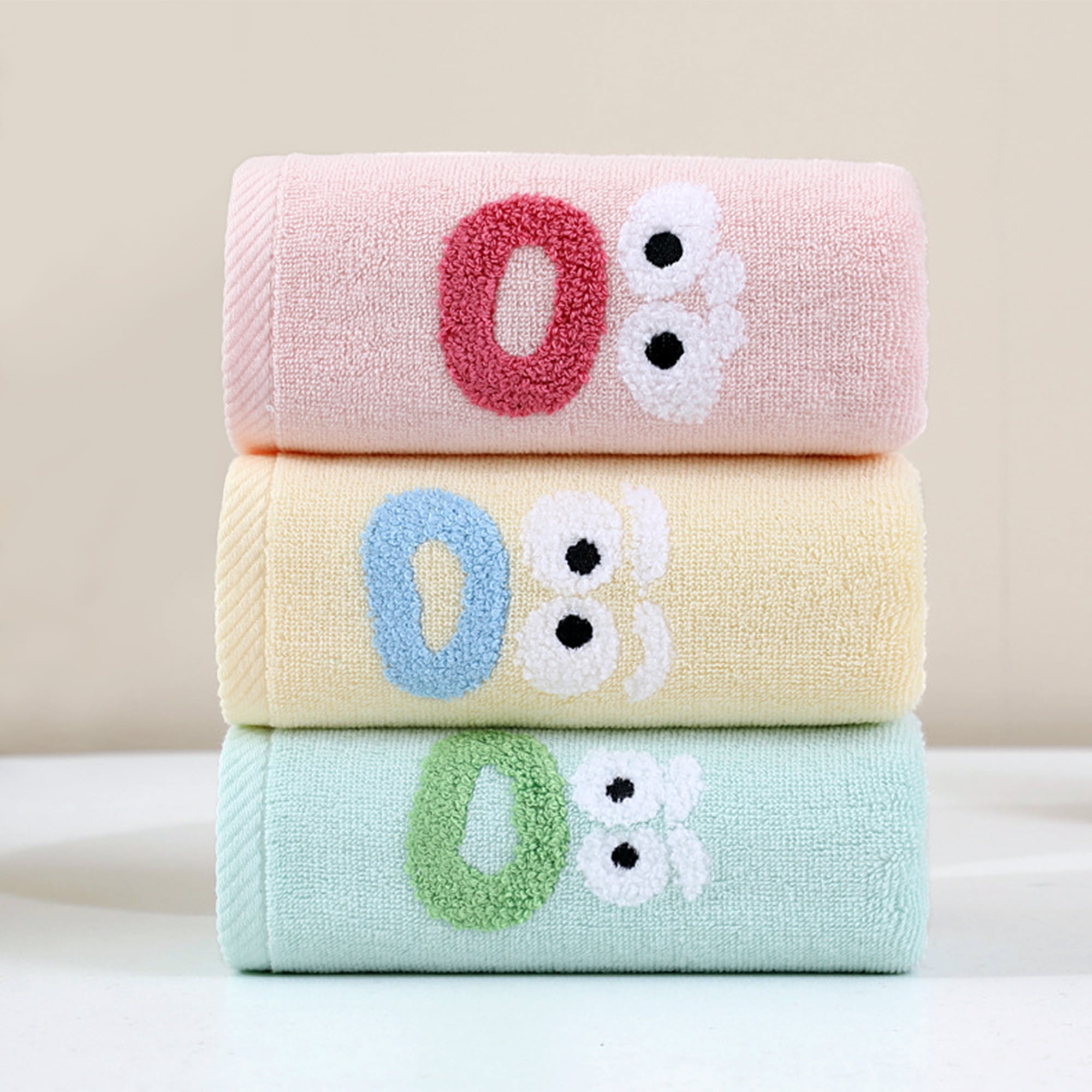 Unique Bargains Cute Cartoon Pattern Absorbent Hand Towels Pink 4-Piece