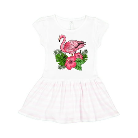 

Inktastic Flamingo with Tropical Flowers Gift Toddler Girl Dress