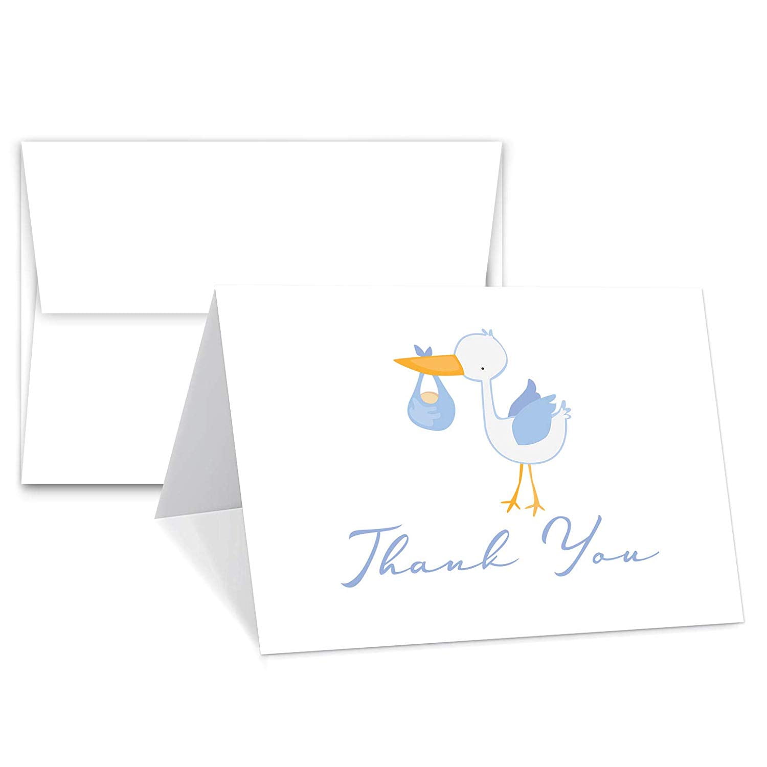 Baby Boy Thank You Cards With Envelopes Elegant Light Blue Design Blank on The Inside Baby
