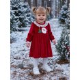 thumbnail image 5 of RUINIXCW Toddler Baby Girl Christmas Dress Cute Long Sleeve Embroidered Velvet Dress, 5 of 7