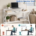 thumbnail image 6 of 39.5 " Modern Computer Desk with Monitor Stand & Storage Shelf, Small Gaming Desk for Home Office，White, 6 of 9