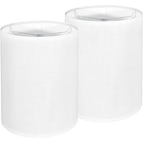 Tall Lamp Shades Set of 2, Drum Lampshade for Table Lamps Floor Lamp, 10" Top X 10" Bottom X 13" High White Large Line Fabric Lamp Shades, Easy Assembly Replacement Lampshades