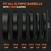 GIKPAL 190lb 2-inch Olympic Weight Plates, Durable Recycled Rubber - Low Noise & Floor Protection - Quick Identification, 10lb to 55lb Weights - Ideal for Weightlifting & CrossFit