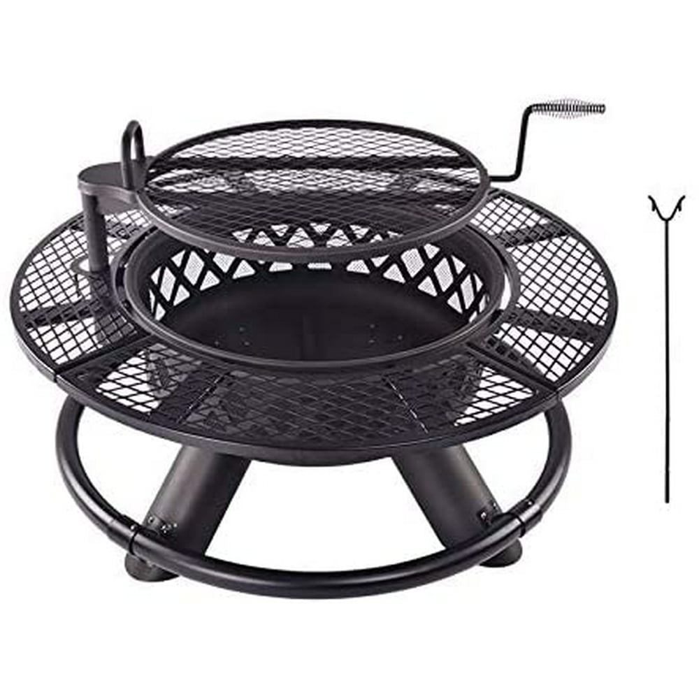 Galileo Fire Pit Outdoor Patio Fire Steel BBQ Grill Fire Pit Bowl with ...