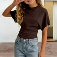thumbnail image 5 of Ticikt Girls Fashion O Neck Summer T Shirt Cotton Short Sleeve Trendy Solid Color Cinched Waist Top,Color:Brown,Size:3-4 Years, 5 of 10