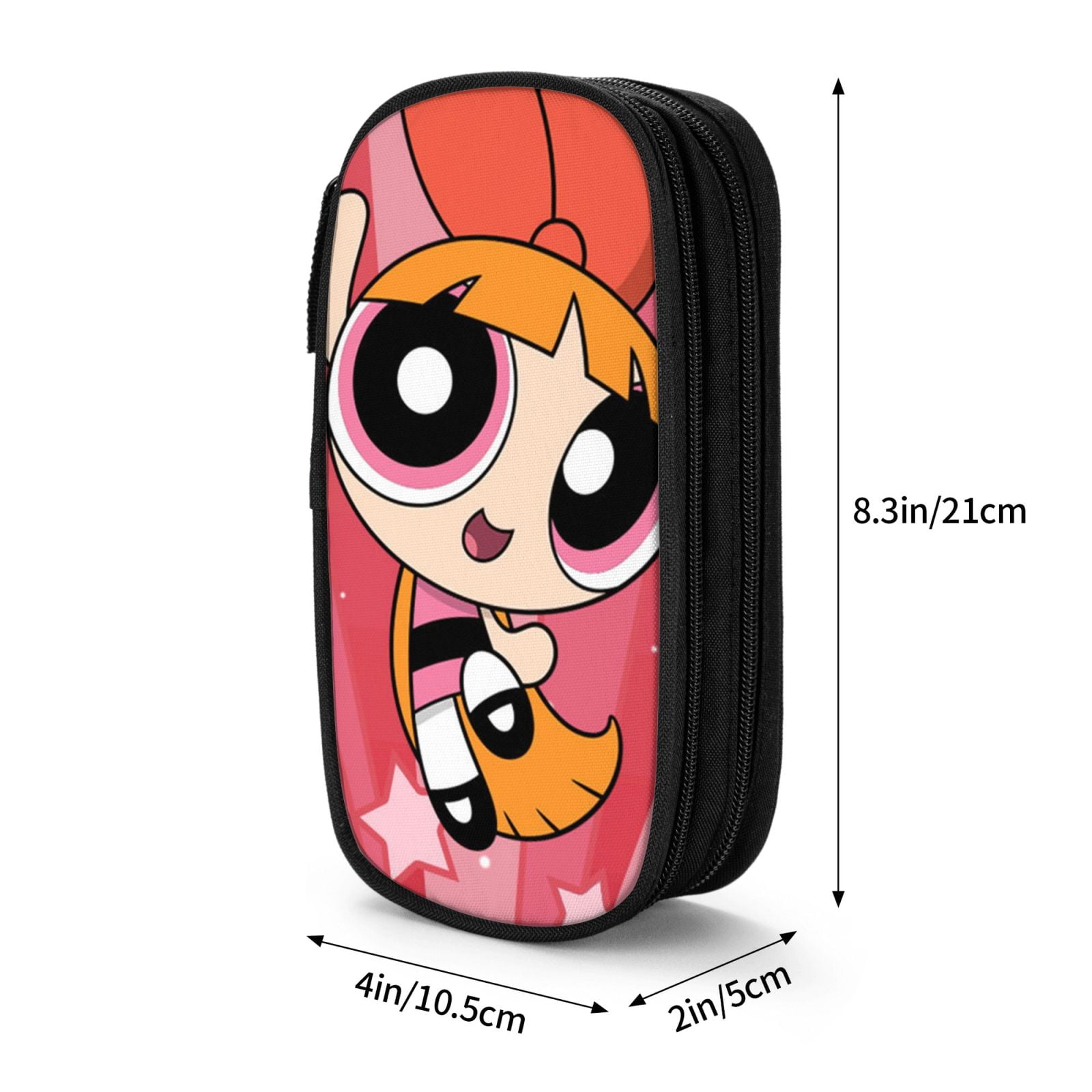 The Powerpuff Gi-rls Pencil Case Large Capacity Pencil Pouch Penbag Office Stationery Organizer Travel Makeup Bag Black