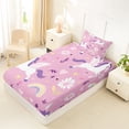 thumbnail image 4 of Metsweet Floral Unicorn Twin Sheets 3pcs, Rainbow Daisy Heart Bedding, Pink Purple White,1 Fitted Sheet, 1 Flat Sheet and 1 Pillowcase, 4 of 5