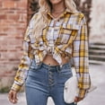 thumbnail image 7 of zaveiop Womens Oversized Flannel Plaid Shirts Casual Button Down Blouse Tops with Pockets (Yellow, XXL), 7 of 7