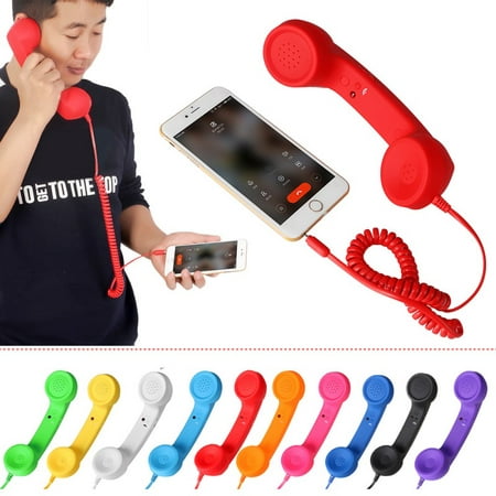 Cell Phone Handset,Retro Telephone Handset Anti Radiation Receivers 3.5MM for iPhone iPad,Mobile