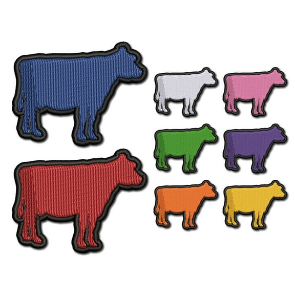 Solid Cow Farm Animal Applique 2 Color Embroidered Iron-On Patch - 2.5 Inch Small - Yellow/Black