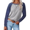 thumbnail image 2 of Chemises à Manches Longues pour Femmes Col Rond Raglan Tunique Décontractée Haut Ample Coton T-Shirt d'Automne, 2 of 5