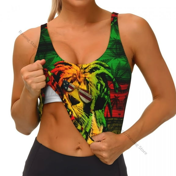 Yoga Vest Women Gym Sports Crop Tops Jamaica Flag Print Streetwear Workout Breathable Tank Top Female