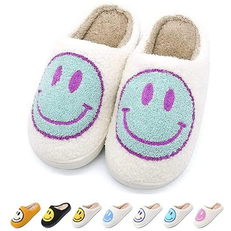

Retro Smiley Face Soft Plush Comfy Warm Slip-On Slippers