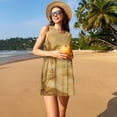 thumbnail image 2 of Ratiio Retro Palm Tree Pattern Women's Sleeveless Dress - Casual Summer Dress with Pockets, Above Knee Length, Round Neck, Ideal for Beach, Vacation, Work, 2 of 8