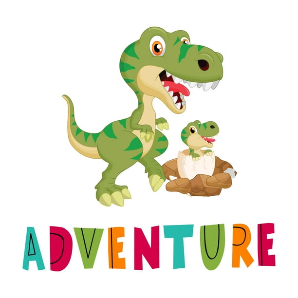 Cute Cartoon Colorful Prehistoric Dino Family Wall Decal Decoration  Adventure Cute Cartoon Cartoon Animals Decorating Ideas for Child's Bedroom  Size: 40 In(W) x 40 In(H) 