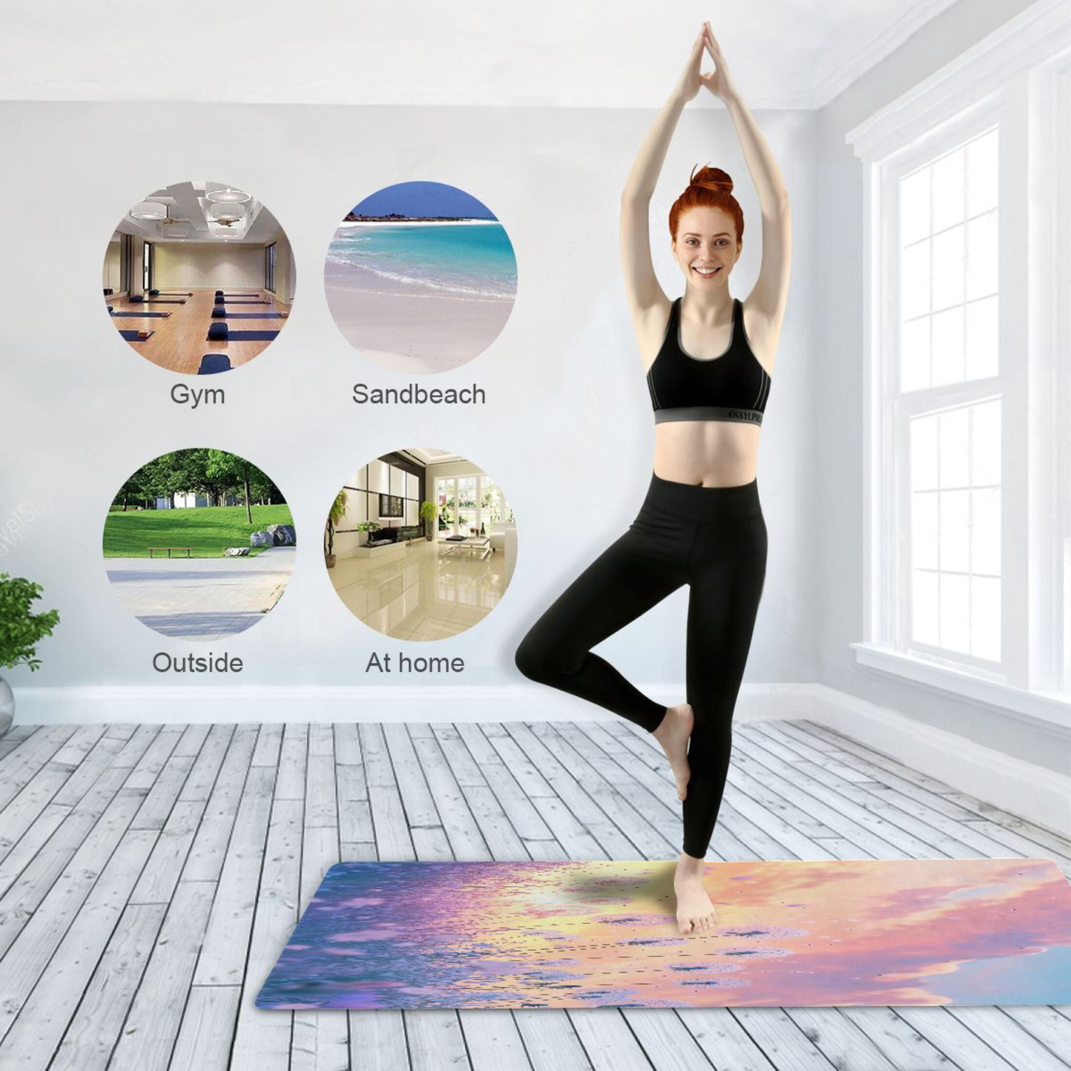 BZSMCE Yoga Mat Women Dandelions in Colorful Field Fitness Mat
