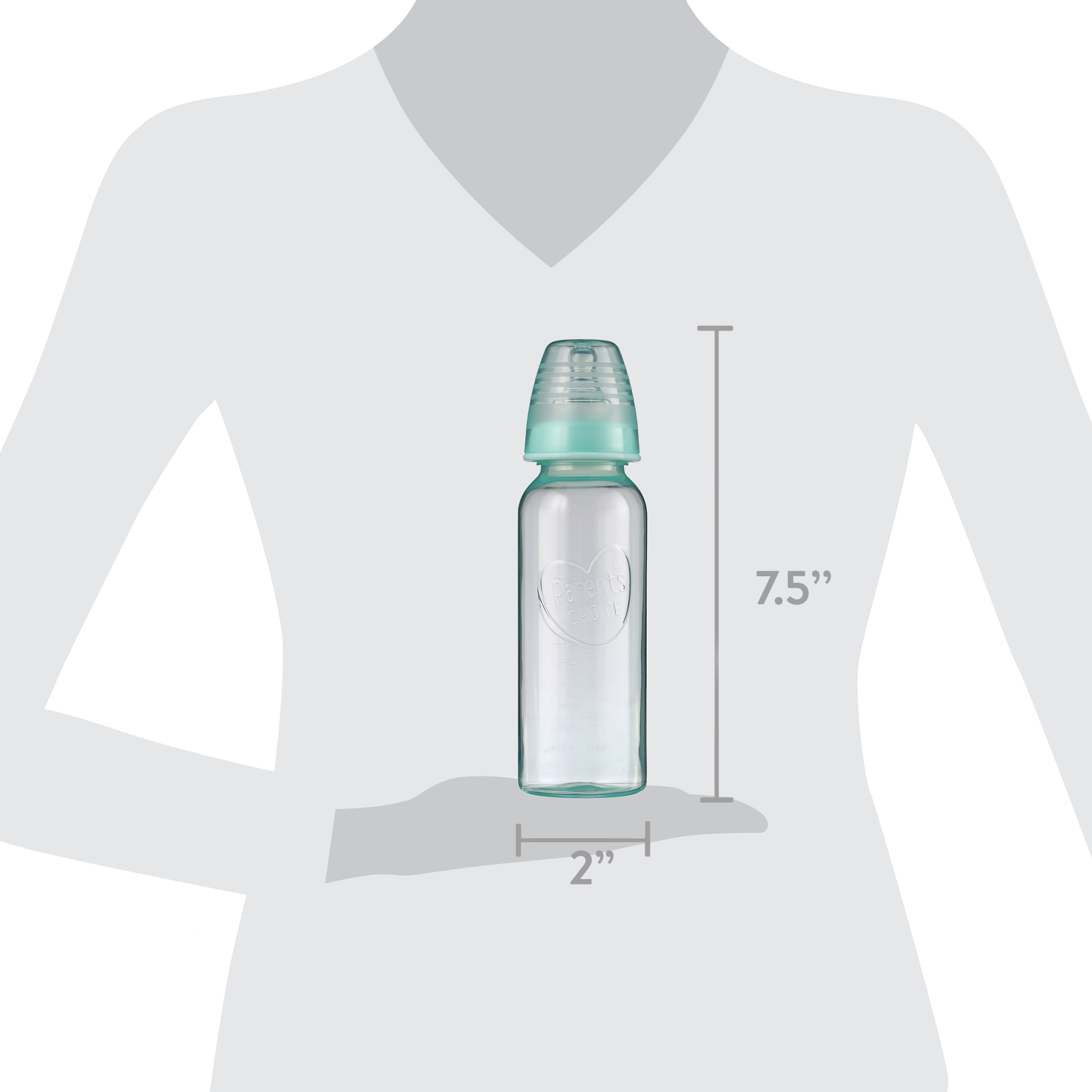 Biberón Parent's Choice Newborn Standard con cuello tintado, 9 fl oz, 0+ meses, paquete de 3, multicolor 6
