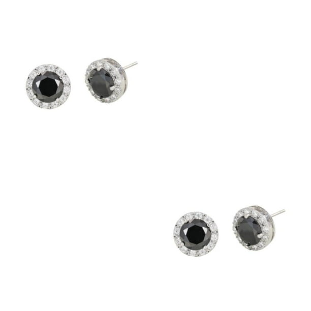 Pendientes de cobre Qarigey 1 par diamantes de imitación redondos Negro 2Conjunto