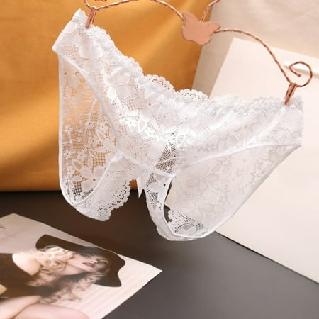 Womens Underwear Thong Lace Low Rise Thongs Sexy Mesh Panties Crotchless Panties for Women See Through Lingerie for Women
