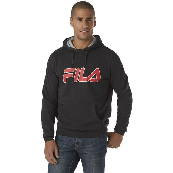 Fila Mens Contrast Logo Pullover Hoodie Medium Charcoal