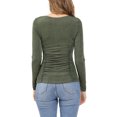 thumbnail image 4 of Allegra K Women's Solid Crew Neck Long Sleeve Ruched Stretchy Tops, 4 of 7