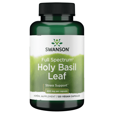 Swanson Holy Basil Leaf (Tulsi) - Stress Support Supplement 120 Capsules, 800mg