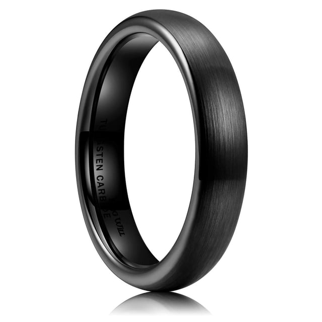 Anillo King Will Basic de carburo de tungsteno, 4 mm, negro, talla 8