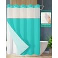 thumbnail image 2 of No Hook Shower Curtain with Snap in Liner, Aqua Green Solid Color Hotel Shower Curtains for Bathroom, Washable Shower Curtain Liner Set with Mesh Top Window, 48"x72", 2 of 6