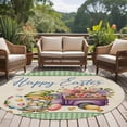 thumbnail image 5 of Easter Round Area Rugs Collection 5', Green Gnomes Eggs Flowers Purple Truck Plaid Non Slip Indoor Circular Throw Runner Rug Floor Mat Carpet for Living Room Dining Table Bedroom Nursery, 5 of 9
