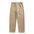 thumbnail image 2 of BXSRUTA Men's Corduroy Pants With Drawstring Warm Lined Casual Bottoms Relaxed Fit Trousers, 2 of 8