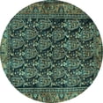 thumbnail image 1 of Ahgly Company Indoor Round Persian Turquoise Blue Traditional Area Rugs, 5' Round, 1 of 4