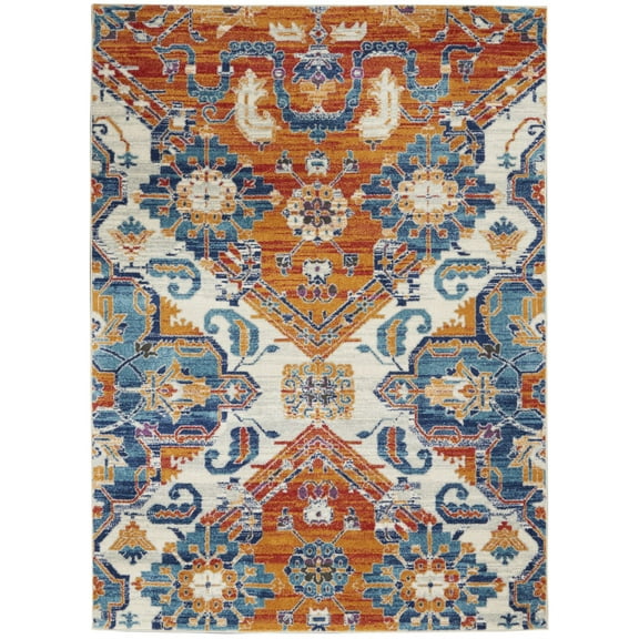 5â€™ x 7â€™ Ivory and Gold Floral Motif Area Rug