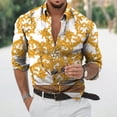 thumbnail image 3 of Camisa de manga larga informal con cuello vuelto y estampado de estilo lujoso para hombre, ropa de calle de moda, tops de tendencia, ropa para hombre, 3 of 5