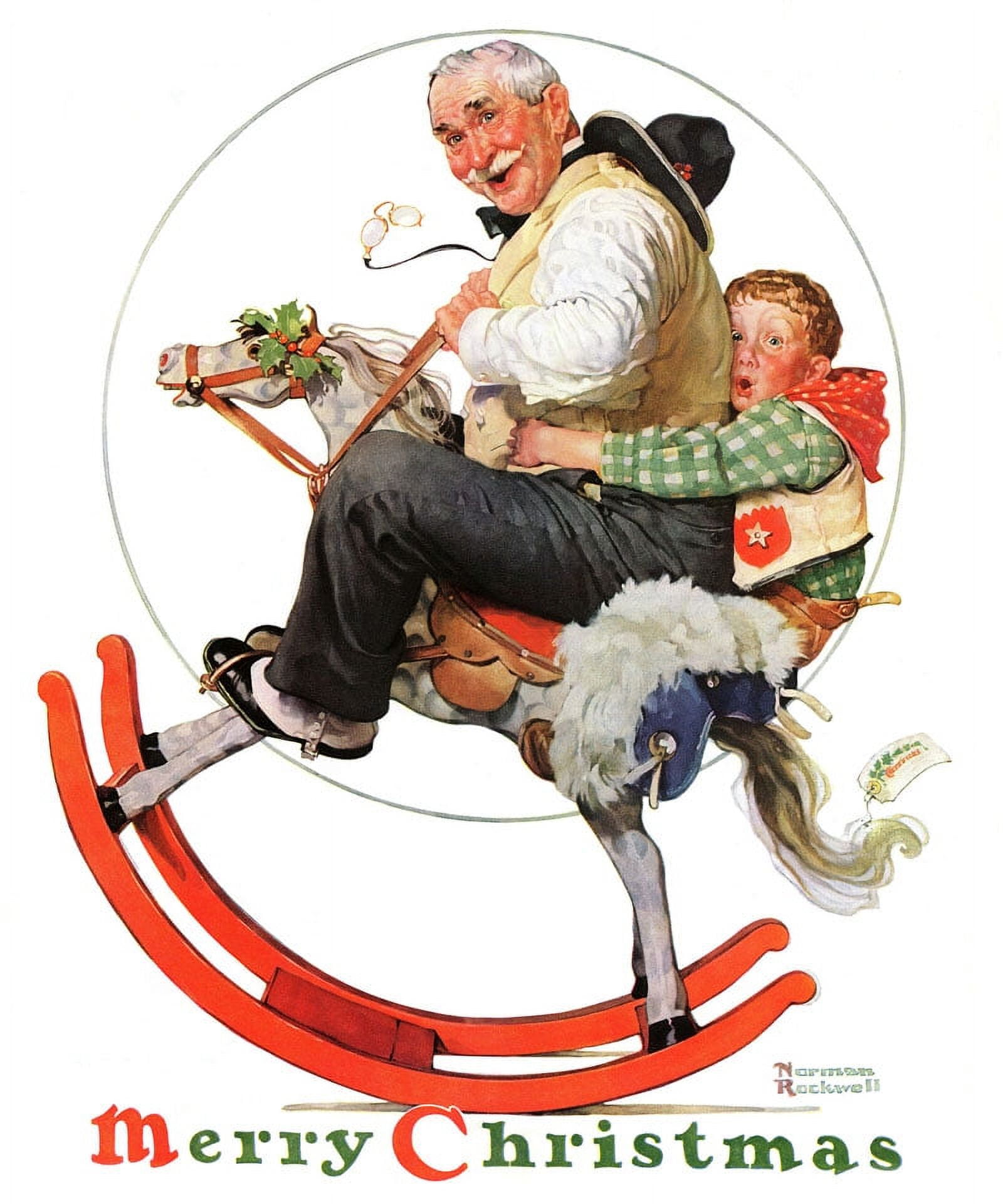 Marmont Hill "Gramps on Rocking Horse" by Norman Rockwell Painting Print on Canvas