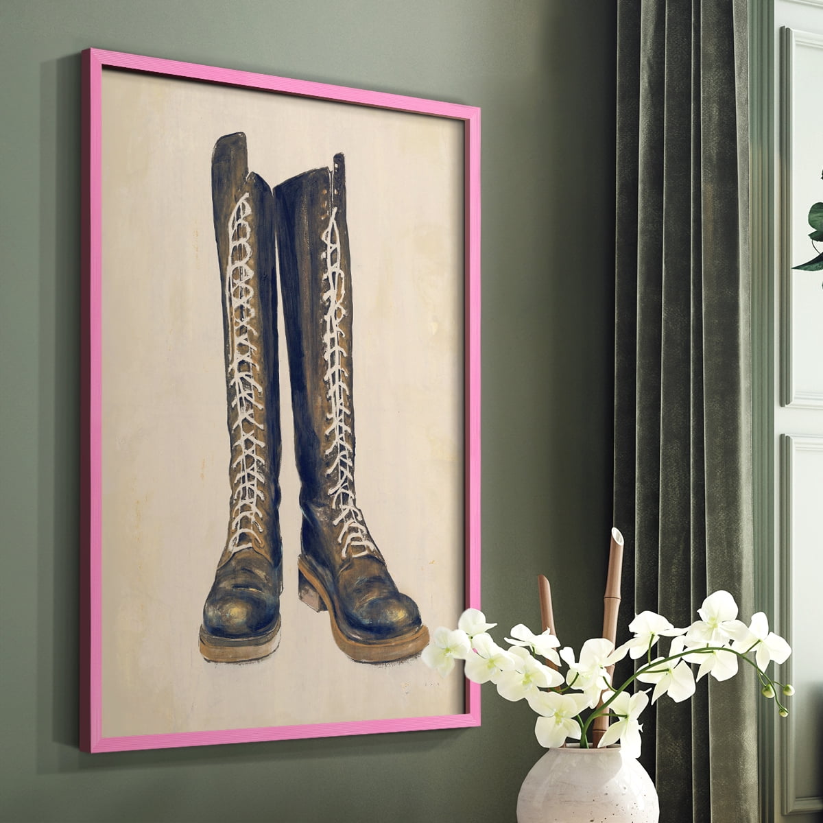 The Shoe Fits III V1 Framed Print in Pink Solid Wood Framed Print No Nail Hanging