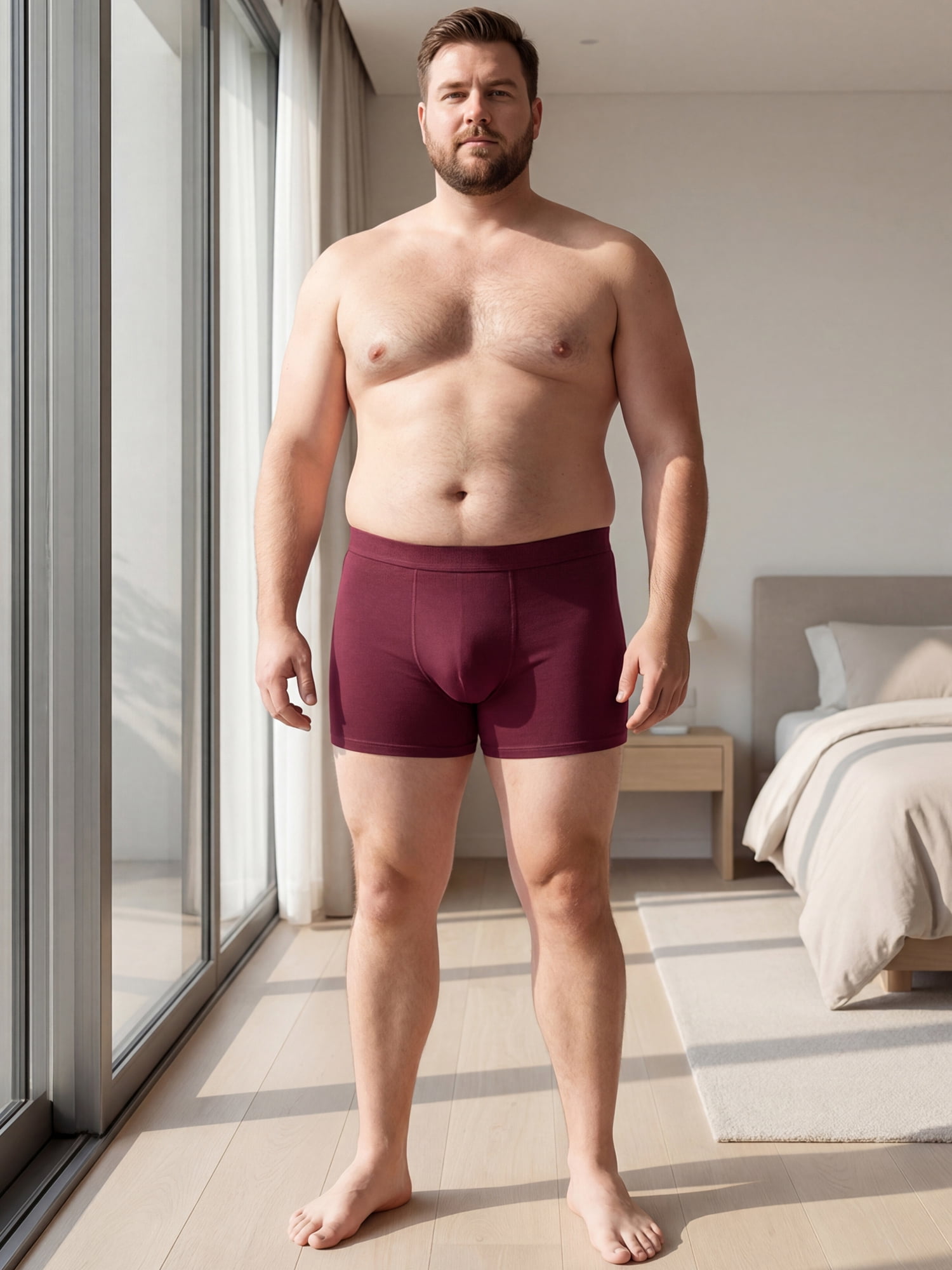 DARING DIVA Men's Big Tall Stretch Waistband Mid-Waisted Underwear 4XL Burgundy