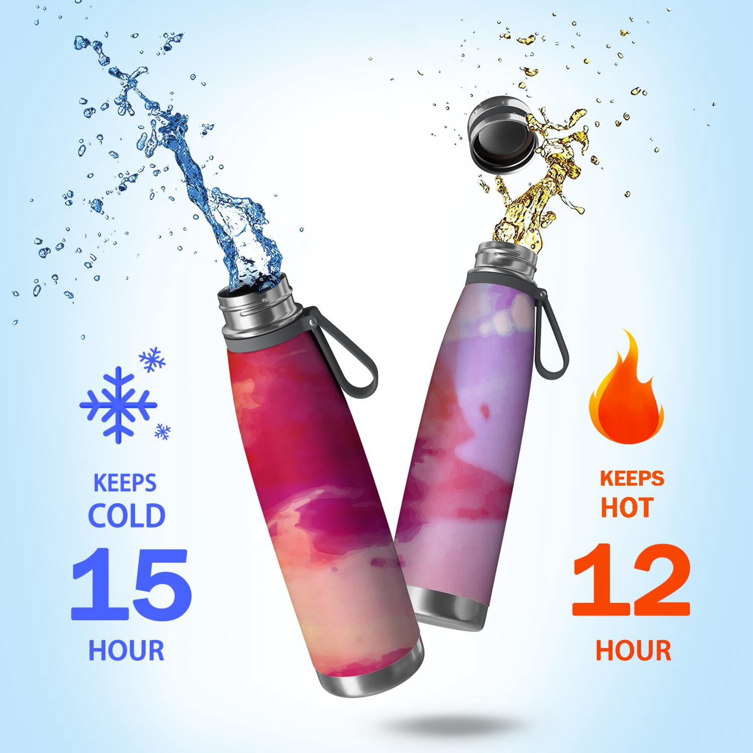 29oz Insulated Water Bottle with Tea Infuser, Stainless Steel Travel Mug, Fluid Smoke Aurora Art Style