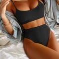 thumbnail image 3 of Traje de baño para mujer Bikini de empalme Traje de de talle alto Ropa Negro, 3 of 8