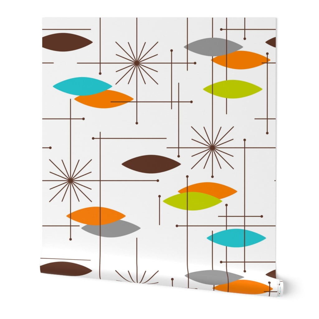 Wallpaper Roll Mid Century Modern Starburst Lime Mcm Retro Space 24in x 27ft