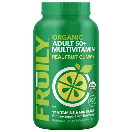 Fruily Organic Adult 50+ Multivitamin Real Fruit Gummy  108 Count