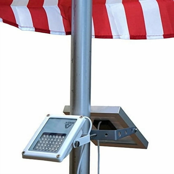 alpha 180x flag pole light (warm white led) for solar flagpole lighting/cast iron street light style doubled as floodlight/u-bracket fits max pole diameter 2.5", warm white light