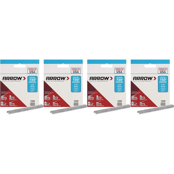 Sujetador Hardware Staple Arrow T50, 6 mm x 3/8 pulgadas, paquete de 4