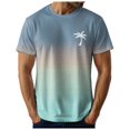 thumbnail image 3 of Lycaql Big and Tall Shirts for Men Gradient Print Vacation Top T Shirt Men's Casual Crew Neck Male Summer Beach Gradient Print T Shirt Blouse Short Sleeve O Neck Tops T Shirt(Light Green,M), 3 of 6