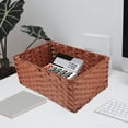 thumbnail image 3 of 3pcs Woven Storage Basket Tabletop Imitation Rattan Woven Basket for Stationery Makeup Book Food, 3 of 8