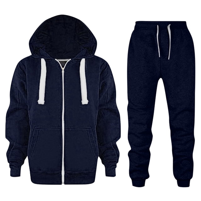 AQUARIVE Outfits For Girls Two Piece Basic Style Tracksuit Zipper Pullover Pure Color Sweatshirt Long Sleeve Plain Hoodie Pants Set Clothing Set