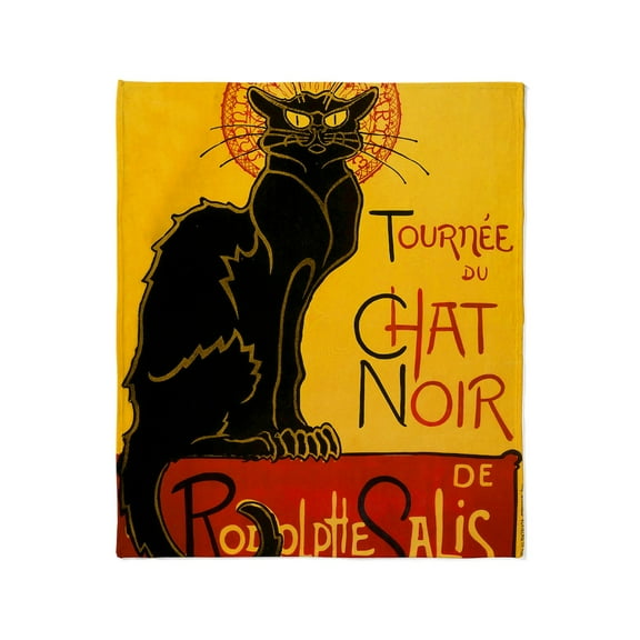 CafePress - Chat Noir Vintage Throw Blanket - Soft Fleece Throw Blanket, 50"x60" for All Ages