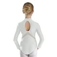 thumbnail image 2 of Eandarui Kids Girls Figure Ice Skating Bodysuit Long Sleeve Mesh Jumpsuit Rhinestones Mock Neck White 12, 2 of 7
