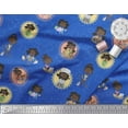 thumbnail image 3 of Soimoi Blue Japan Crepe Satin Fabric Circle,Cook & Working Girl Print Sewing Fabric Yard 42 Inch Wide, 3 of 3